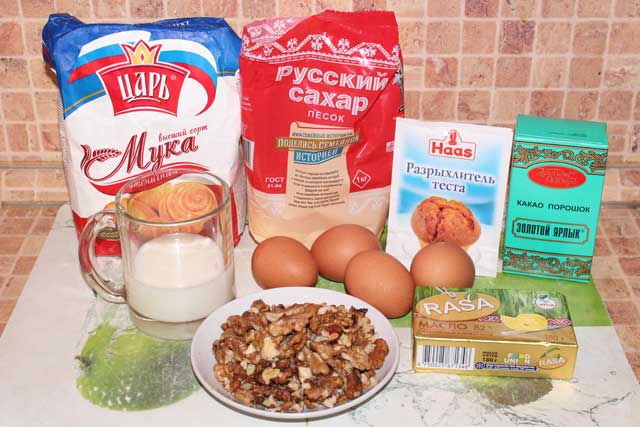 Ингредиенты для орехового кекса