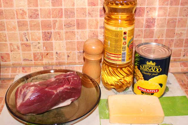 Ингредиенты для приготовления свинины с ананасами